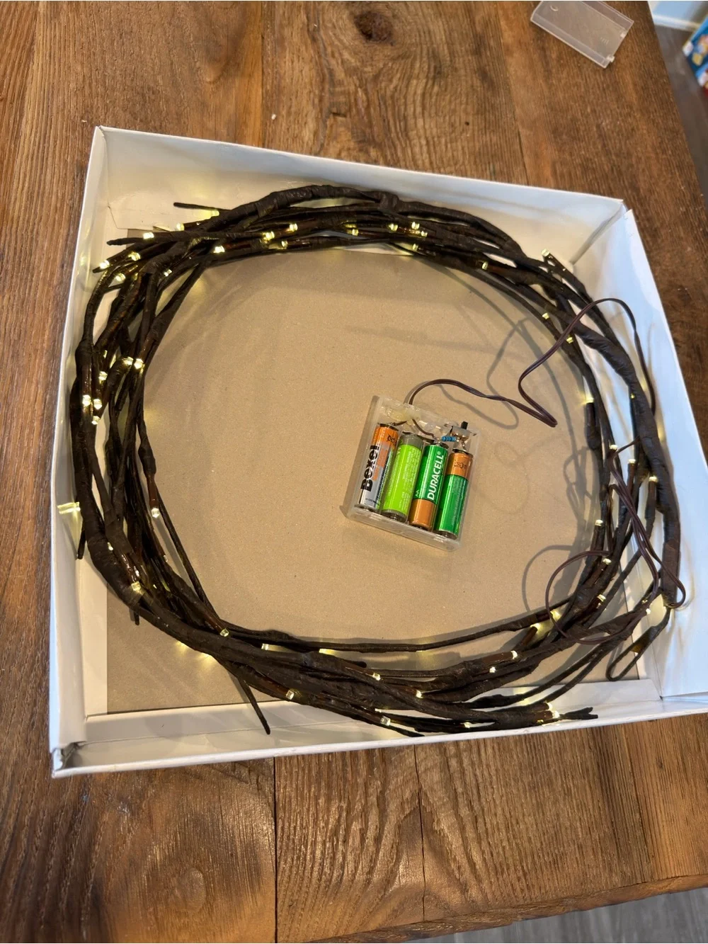 Battery-Powered Brown twig garland String Lights - Warm White 48”